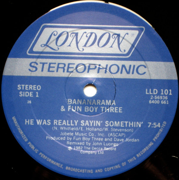 Bananarama Featuring Fun Boy Three / Bananarama : Really Sayin' Somethin' / Aie A Mwana (12", Single, 26 )