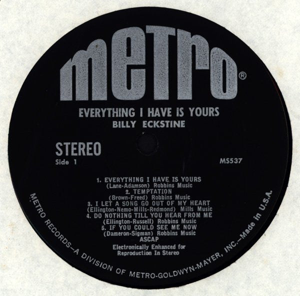 Billy Eckstine : Everything I Have Is Yours (LP, Blo)