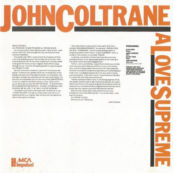 John Coltrane : A Love Supreme (CD, Album, Club, RE, RM)