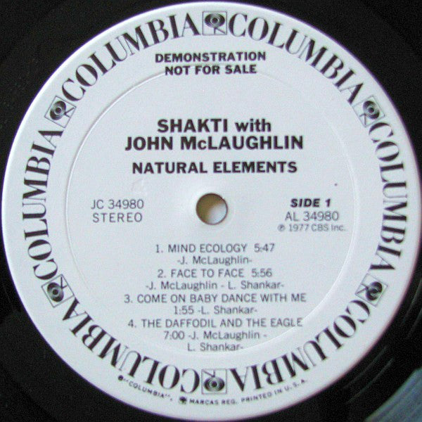 Shakti (2) With John McLaughlin : Natural Elements (LP, Album, Promo, San)