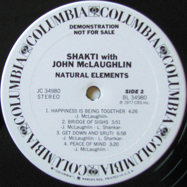 Shakti (2) With John McLaughlin : Natural Elements (LP, Album, Promo, San)
