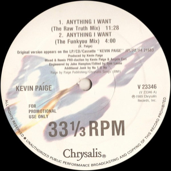 Kevin Paige : Anything I Want (12", Promo)