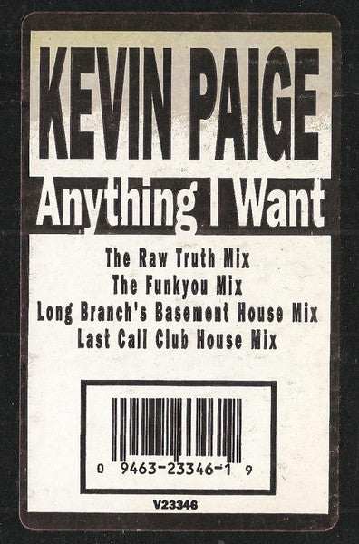Kevin Paige : Anything I Want (12", Promo)