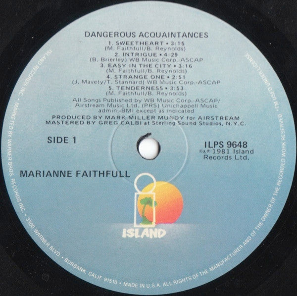 Marianne Faithfull : Dangerous Acquaintances (LP, Album, All)