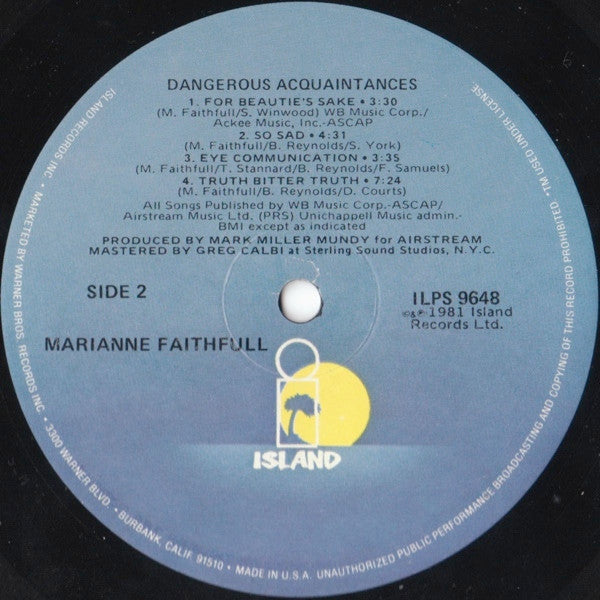 Marianne Faithfull : Dangerous Acquaintances (LP, Album, All)