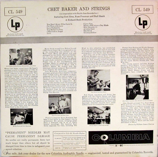 Chet Baker : Chet Baker & Strings (LP, Album, Mono, Hig)