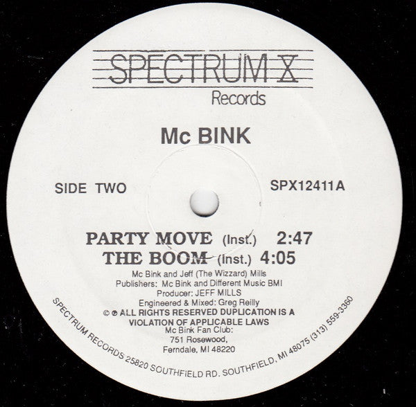 MC Bink : Party Move / The Boom (12")