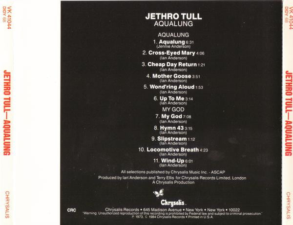 Jethro Tull : Aqualung (CD, Album, Club, RE, CRC)
