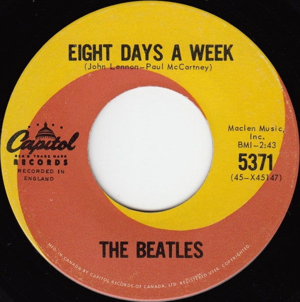 The Beatles : Eight Days A Week (7", Single)