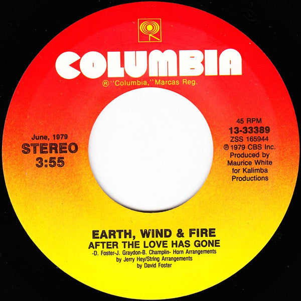 Earth, Wind & Fire : After The Love Has Gone / Reasons (7", Single, RE, Car)