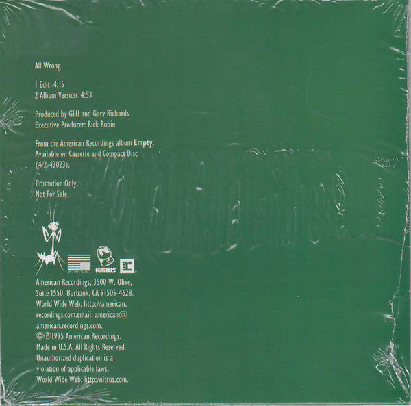 God Lives Underwater : All Wrong (CD, Single, Promo)