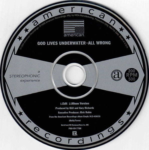 God Lives Underwater : All Wrong (CD, Single, Promo)