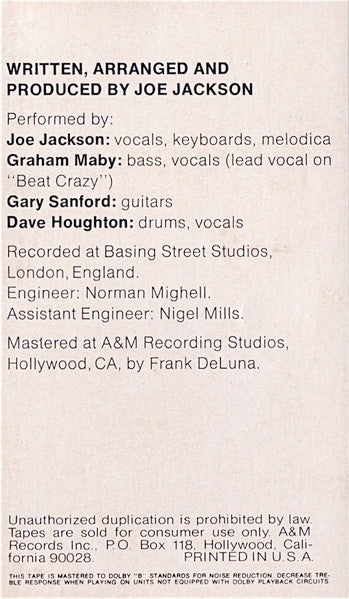 Joe Jackson Band : Beat Crazy (Cass, Album)