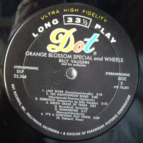 Billy Vaughn And His Orchestra : Orange Blossom Special And Wheels (LP, Album)