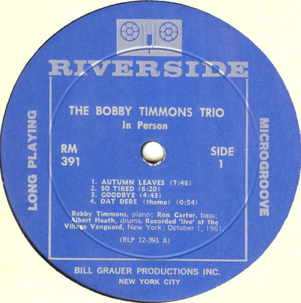 The Bobby Timmons Trio : In Person (LP, Album, Mono, RP)