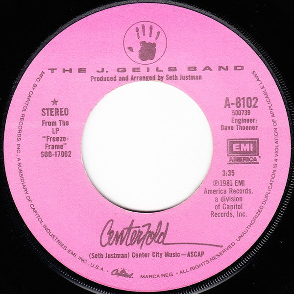 The J. Geils Band : Centerfold (7", Single, Win)