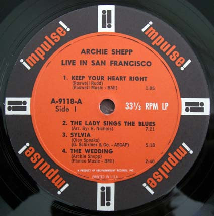 Archie Shepp : Live In San Francisco (LP, Album, Mono, Gat)