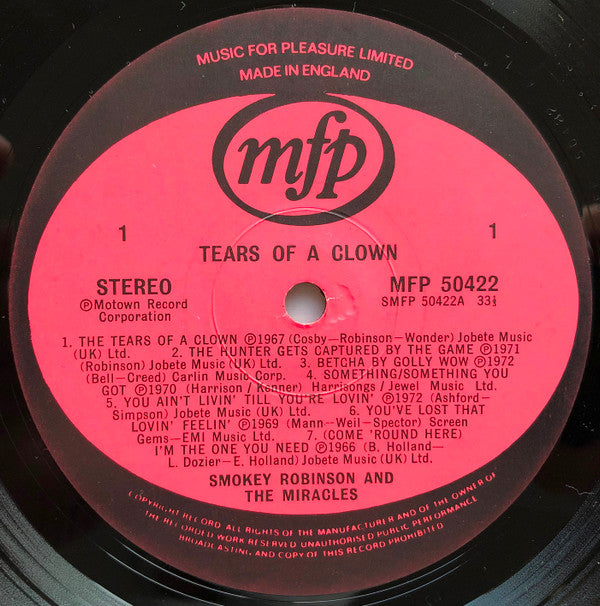 The Miracles : The Tears Of A Clown (LP, Comp)