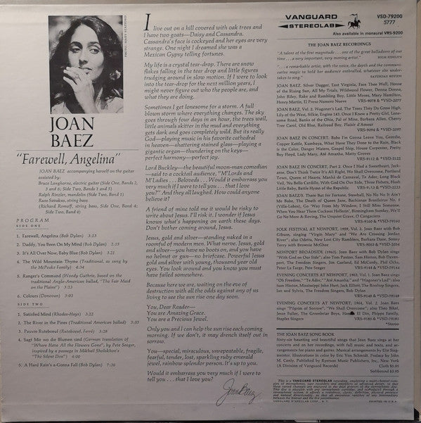 Joan Baez : Farewell, Angelina (LP, Album, RE)
