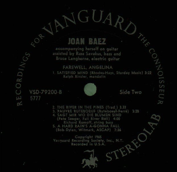 Joan Baez : Farewell, Angelina (LP, Album, RE)