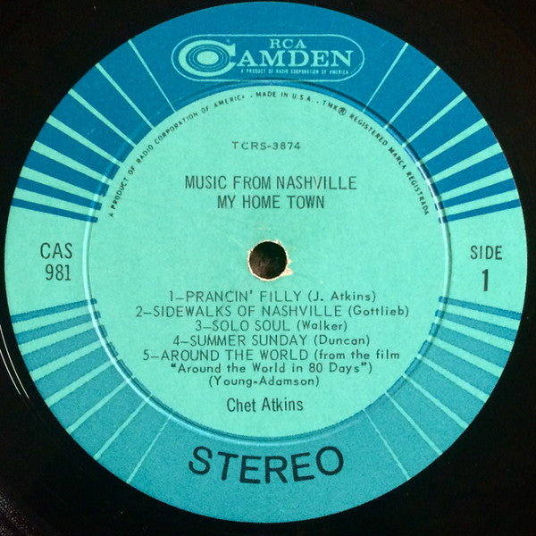 Chet Atkins : Music From Nashville My Home Town (LP, Album, Roc)