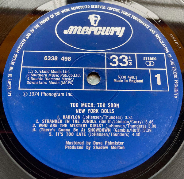 New York Dolls : In Too Much Too Soon (LP, Album)
