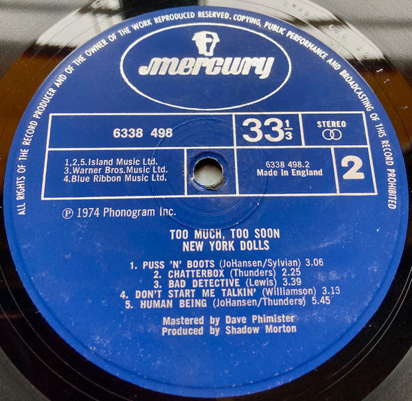 New York Dolls : In Too Much Too Soon (LP, Album)