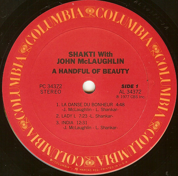 Shakti (2) With John McLaughlin : A Handful Of Beauty (LP, Album, San)