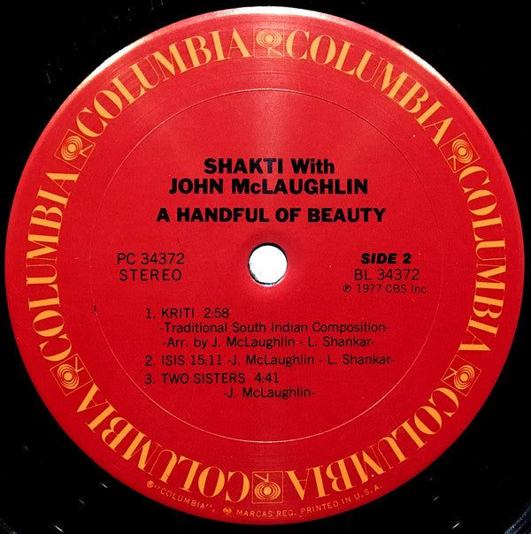 Shakti (2) With John McLaughlin : A Handful Of Beauty (LP, Album, San)