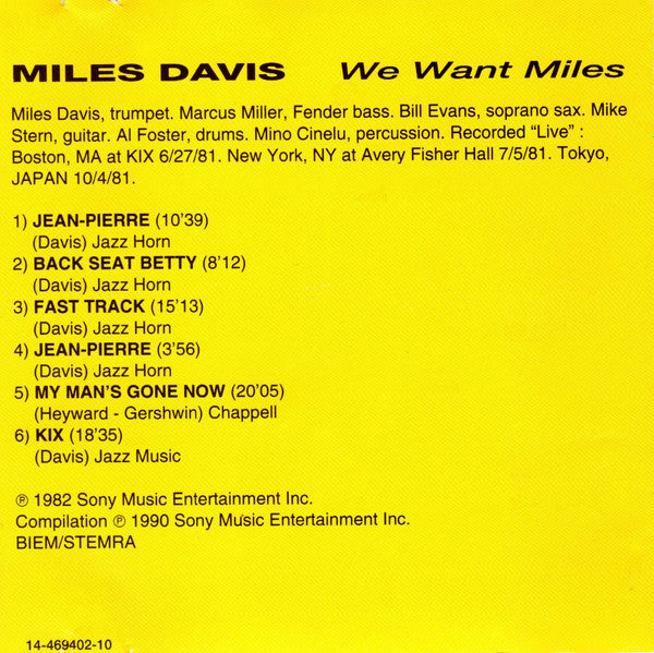 Miles Davis : We Want Miles (CD, Album, RE)
