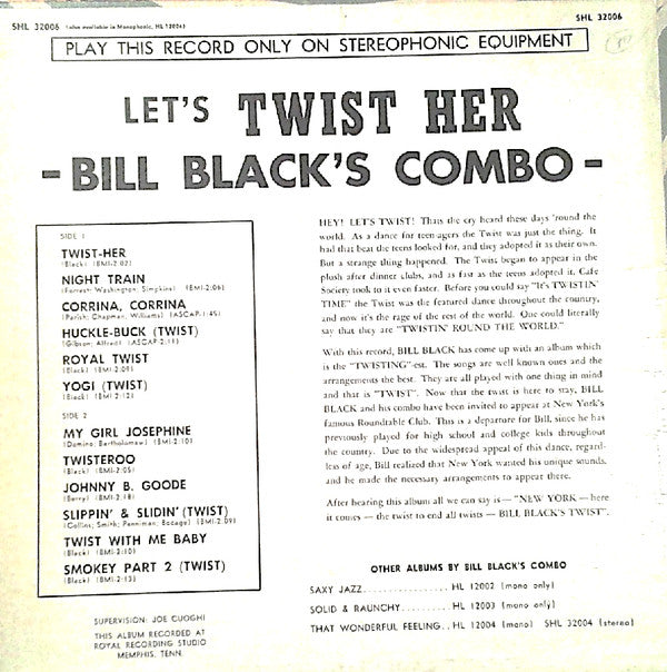 Bill Black's Combo : Let's Twist Her (LP, Album)