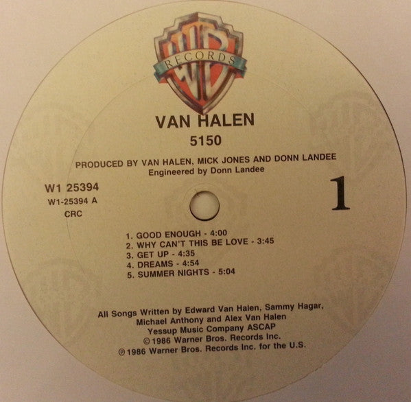 Van Halen : 5150 (LP, Album, Club, Col)