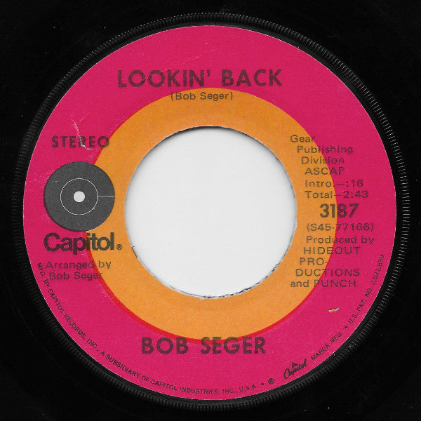 Bob Seger : Lookin' Back (7", Single, Jac)