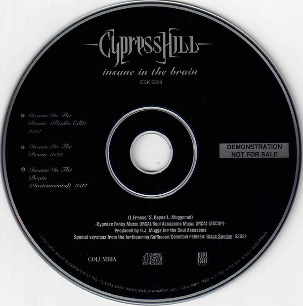 Cypress Hill : Insane In The Brain (CD, Maxi, Promo)