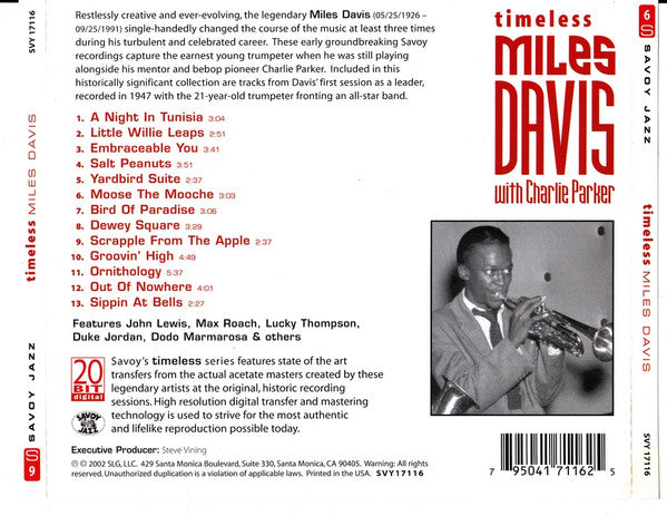 Miles Davis With Charlie Parker : Timeless (CD, Comp)