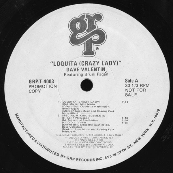 Dave Valentin Featuring Bruni Pagán* : Loquita (Crazy Lady) (12", Promo)