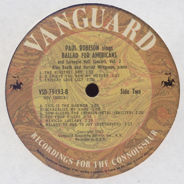 Paul Robeson : Ballad For Americans / Carnegie Hall Concert, Vol. 2 (LP, Album)