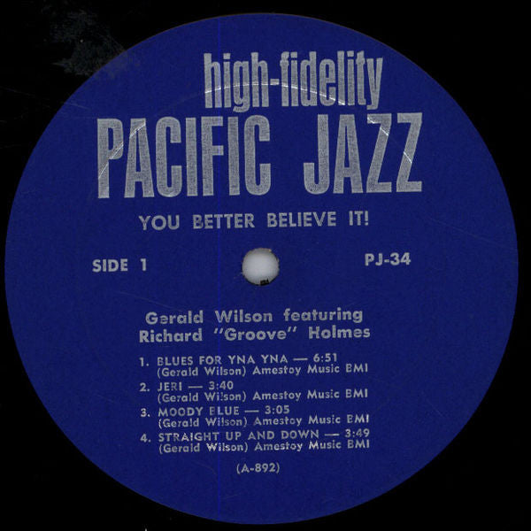 The 17 Piece Orchestra Of Gerald Wilson* : You Better Believe It! (LP, Album)