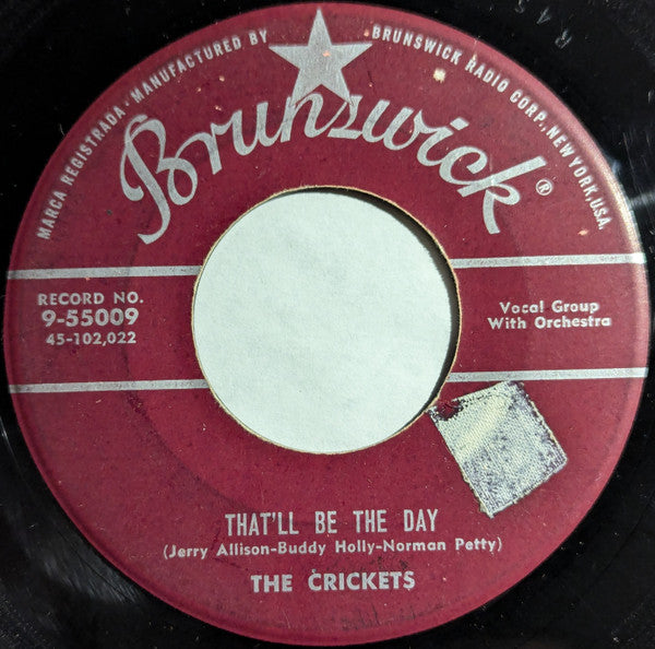 The Crickets (2) : That'll Be The Day / I'm Lookin' For Someone To Love (7", Single, Hol)