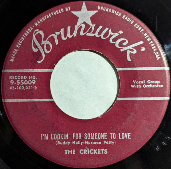 The Crickets (2) : That'll Be The Day / I'm Lookin' For Someone To Love (7", Single, Hol)