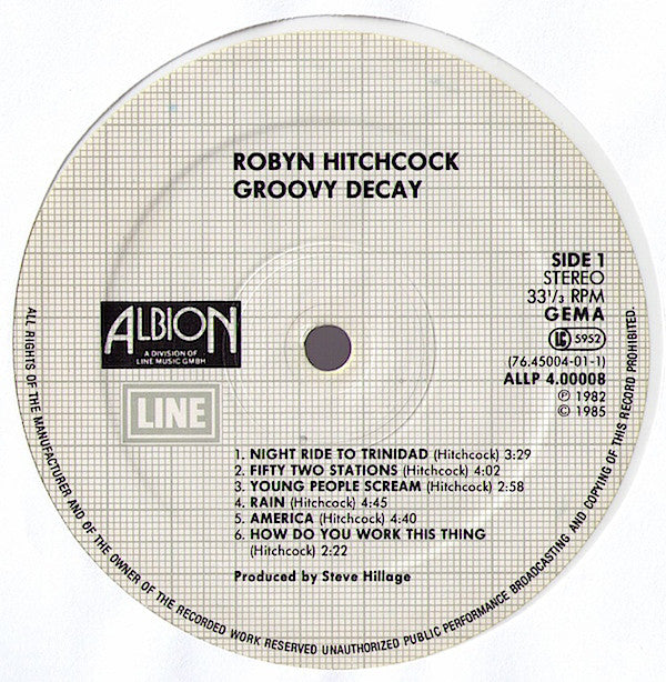 Robyn Hitchcock : Groovy Decay (LP, Album, RE, Whi)