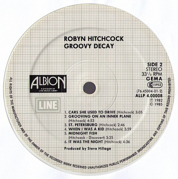 Robyn Hitchcock : Groovy Decay (LP, Album, RE, Whi)