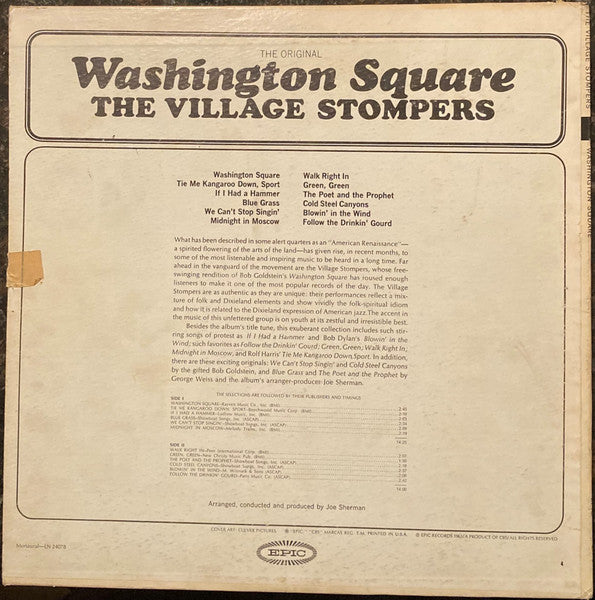 The Village Stompers : The Original Washington Square (LP, Album, Mono, Ter)