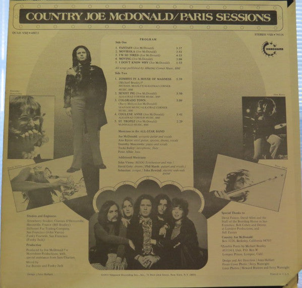 Country Joe McDonald : Paris Sessions (LP, Album, Ter)