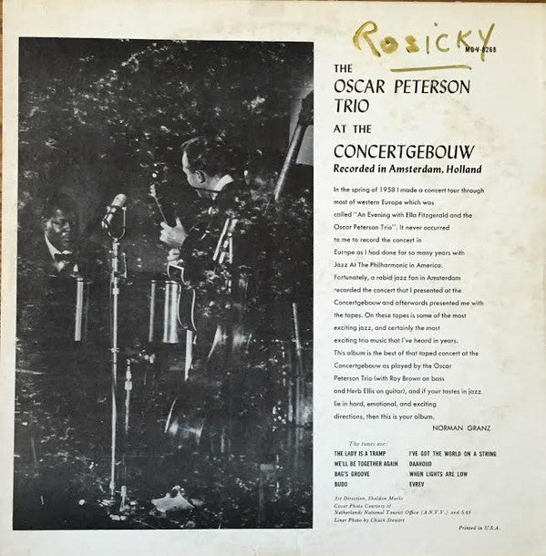 The Oscar Peterson Trio : At The Concertgebouw (LP, Mono)