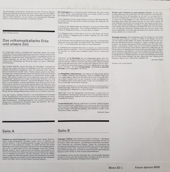 Various : Ticino, Grigioni Italiano (10", Mono)