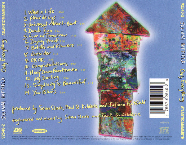 Juliana Hatfield : Only Everything (CD, Album, Promo)