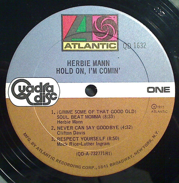 Herbie Mann : Hold On, I'm Comin' (LP, Album, Quad, Die)