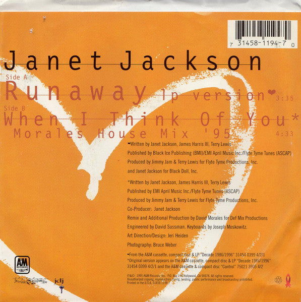 Janet Jackson : Runaway (7", Single)