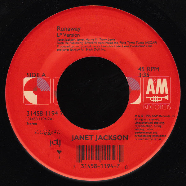 Janet Jackson : Runaway (7", Single)